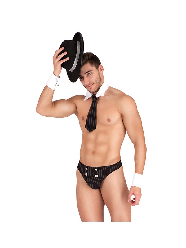 Disfraz mafioso Set Negro/Blanco TU