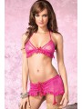 3PC. LACE BRA TOP, GARTER BELT WITH CORSET LACE UP, G-STRING PIN