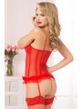 FENCE MESH RUFFLE BUSTIER W/ THONG ROJO M