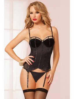 GLITTER ELASTIC BUSTIER & THONG BLACK