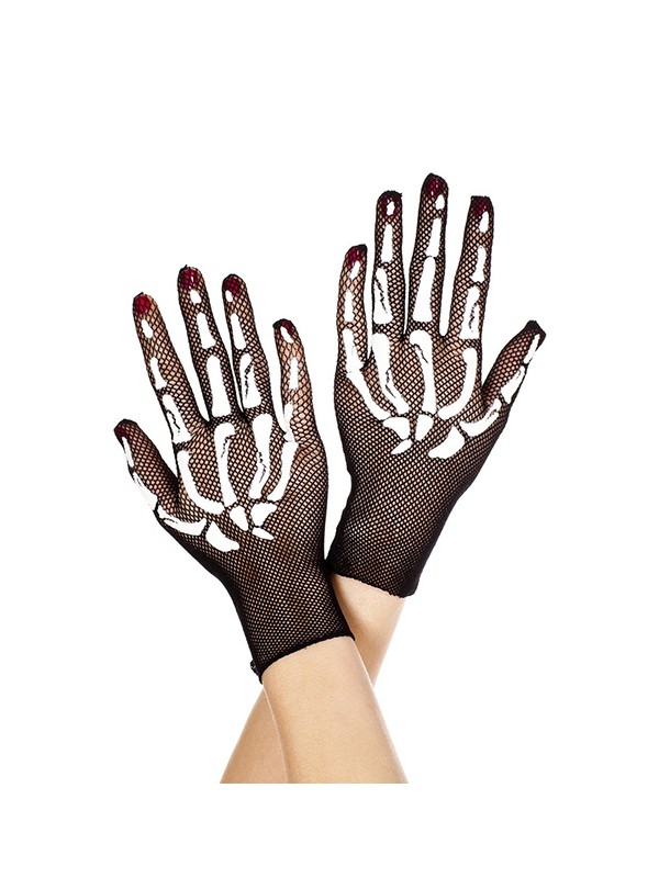 GUANTES NEGRO CON DIB ESQUELETO
