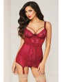 2Pc Chemise Set Wine