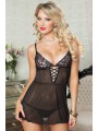 IN THE SPOTLIGHT BABYDOLL & THONG NEGRO T UNICA