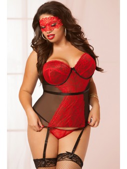 LACE & MESH BUSTIER RED XL