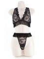 LACE BRA & G W/FRINGE BLACK 2XL