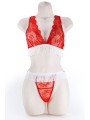 LACE BRA & G W/FRINGE RED 2XL