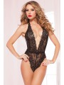 Lurex Floral Lace Teddy Black O/S