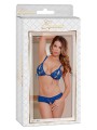 Luv Lace -Peek-A-Boo Bra & Split BAck Short Blue S/M