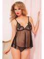 Madame Butterfly Babydoll Set Black