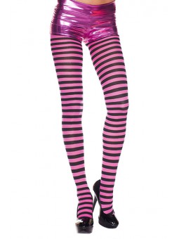 MEDIAS FUCHSIA RAYAS NEGRAS *