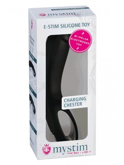 MYSTIM CHARGING CHESTER E-STIM DILDO, SEXY BLACK