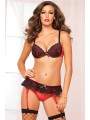 NAUGTHY LITTLE SECRET BRA, GARTER & THONG NEGRO