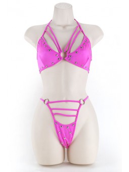 PAK-212 BRA & THONG CIRE L/ XL PINK