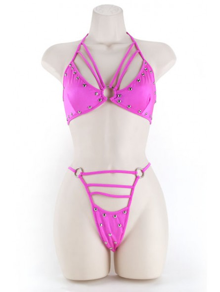 PAK-212 BRA & THONG CIRE L/ XL PINK