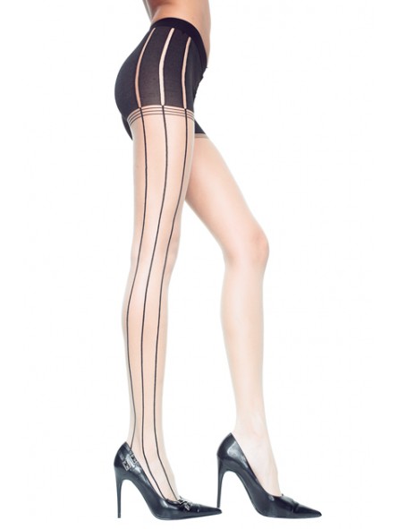 PANTYS C/ RAYAS BEIGE/NEGRO