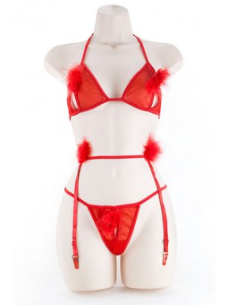 PEEK-A-BOO SET, MARAB. RED L