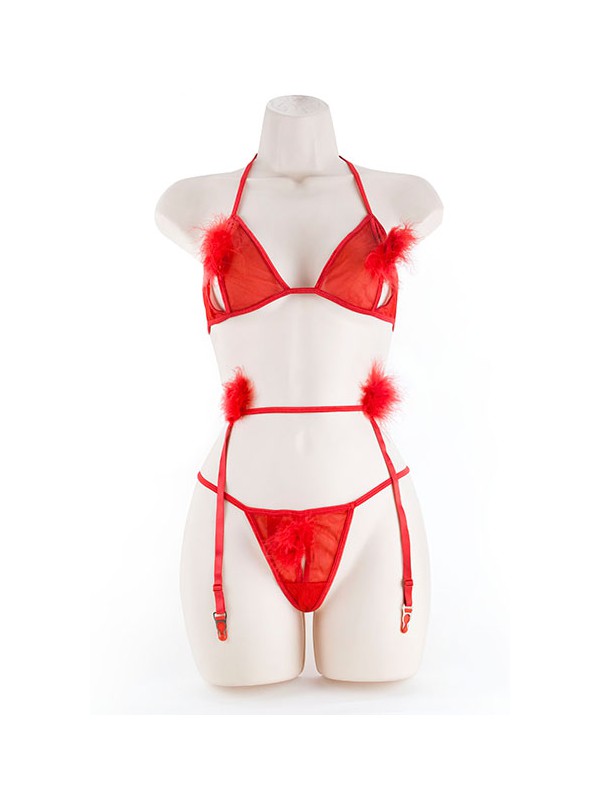 PEEK-A-BOO SET, MARAB. RED L
