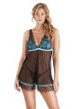 Babydoll Encaje Azul/Negro TU