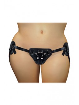 PLUS SIZE BLACK PVC CORSETTE STRAP-ON