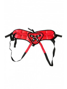 PLUS SIZE RED LACE W/SATIN CORSETTE STRAP-ON
