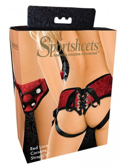 RED LACE CORSETTE STRAP ON