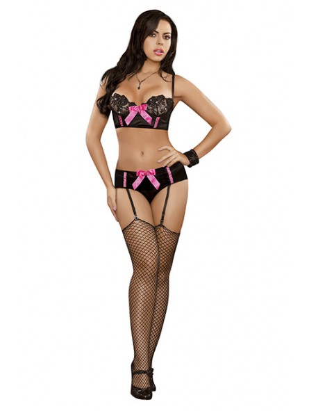 SEQUIN LACE BRA, SHORT NEGRO L/XL
