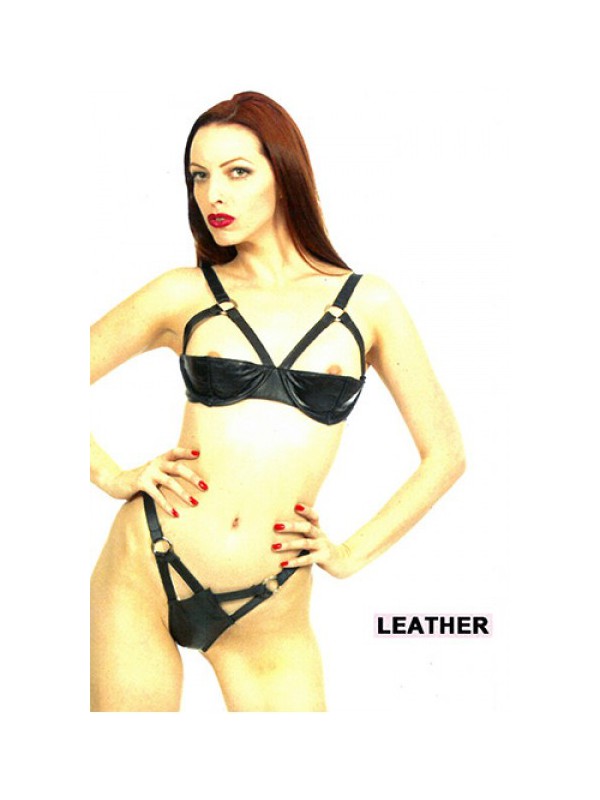 STORMY BIKINI DOUBLE STRAP NEGRO CUERO