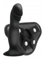 Strappy Harness Set - 2 Ring Harness With Dildo Black