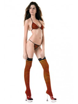 TANGA, SOSTEN MEDIAS RAYAS NARANJA/NEGRO