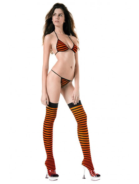 TANGA, SOSTEN MEDIAS RAYAS NARANJA/NEGRO