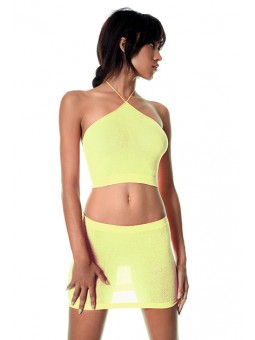 TOP Y FALDA LUREX AMARILLO NEON